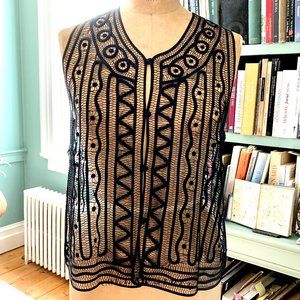 Garnet Hill Silk Lace Vest, NEW